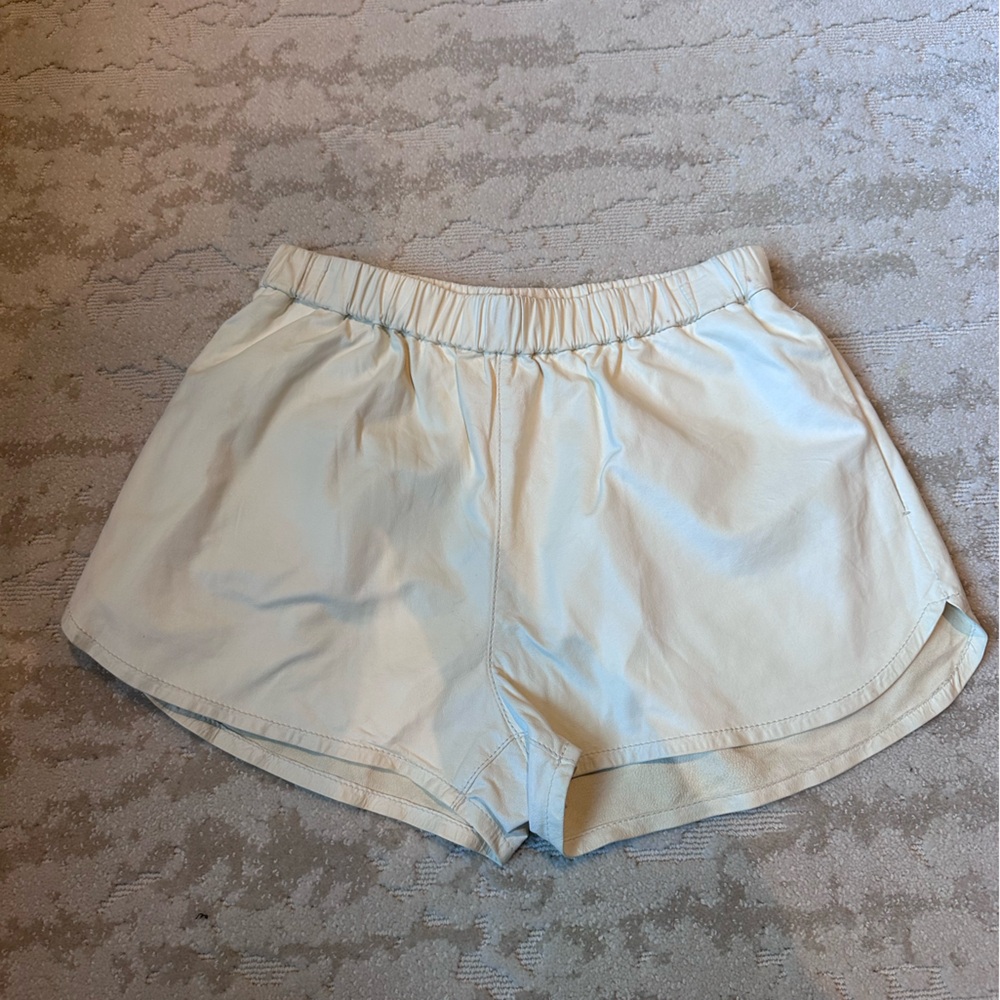 SPRWMN ivory leather shorts